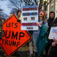 Protesters outside a Donald Trump rally in Burlington, Vermont in January 2016. Image via Getty.